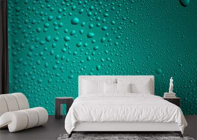 Close-up of water drops on glass . Abstract background texture. Wall mural