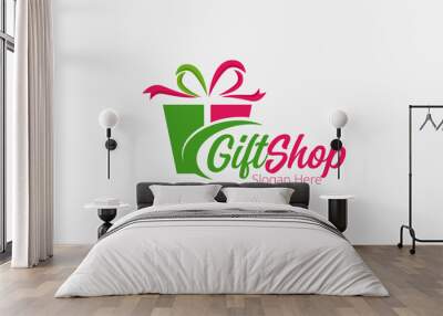 Gift logo design concept for gift corner, gift vector symbol Wall mural