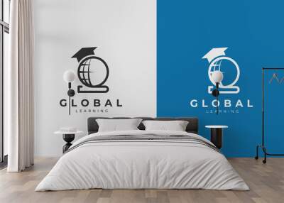 Global Learning Logo Design With Book And Hat Wall mural