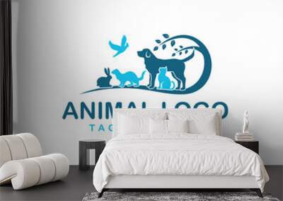 Vector cute pet shop logo vector icon illustration
 Wall mural