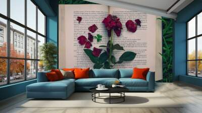 book with rose Wall mural