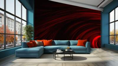 Abstract illustration with a swirl of red color on a black background Wall mural