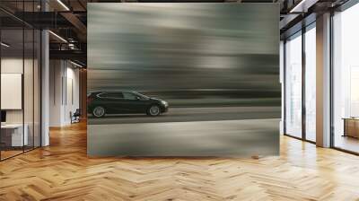 Black car on a blurred background Wall mural