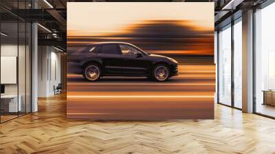 Fast car. Abstract photo of speed blur car on motion blur background Wall mural