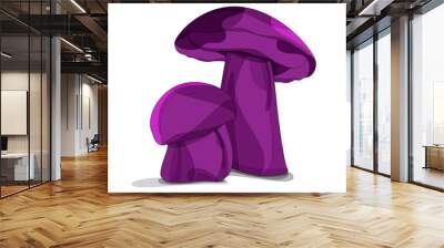 Two purple forest mushrooms on a white background. Sketch vector file. Wall mural