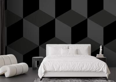 Abstract black and gray style minimal blank cubic. Geometric pattern illustration mosaic, square hexagon monochrome creative  surface triangle wallpaper background.	
 Wall mural