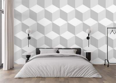 Abstract white and gray geometric style minimal blank cubic. Geometric pattern illustration mosaic, square and triangle wallpaper. seamless triangles shape mosaic backdrop art texture vector grid. Wall mural