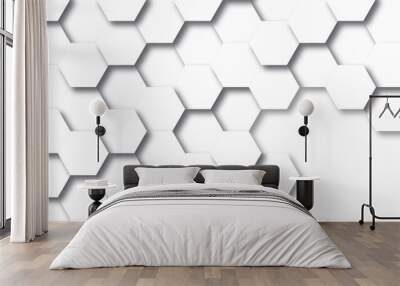 Background with hexagons. Abstract background with lines. white texture background. hexagon abstract background. Surface polygon pattern with glowing hexagon paper texture and futuristic business. Wall mural