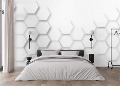 Background with hexagons. Abstract background with lines. white texture background. hexagon abstract background. Surface polygon pattern with glowing hexagon paper texture and futuristic business Wall mural