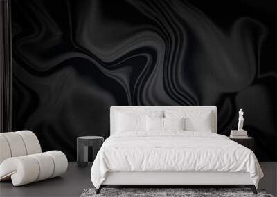 Black silk background. Black satin background texture . Abstract background luxury cloth or liquid wave or folds of grunge silk texture material or shiny soft smooth luxurious . Wall mural