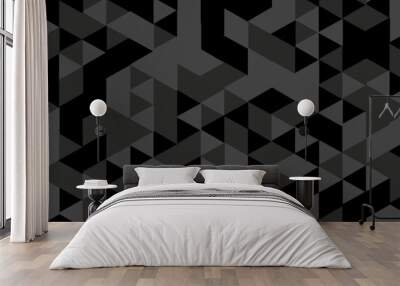 Seamless geometric pattern square shapes low polygon backdrop background. Abstract geometric wall tile and metal cube background triangle wallpaper. Black polygonal background. Wall mural