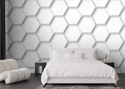 Seamless pattern with hexagons Background with hexagons. Abstract background with lines. white texture background. hexagon abstract background. Surface polygon pattern with glowing hexagon. Wall mural