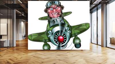 cartoon retro style fighter pilot Wall mural