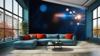 An abstract image showing neural network lights, symbolizing connectivity and technological advancements. Wall mural