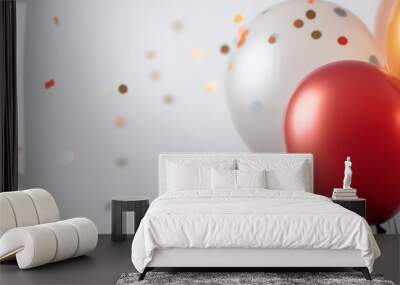 Colorful balloons and confetti create a cheerful and festive atmosphere, perfect for celebrations and joyous occasions. Wall mural