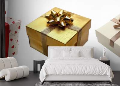 Set of gift box, isolated on transparent white background Wall mural