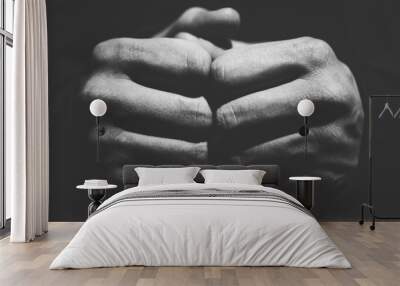 vintage black an white shot of two fists Wall mural