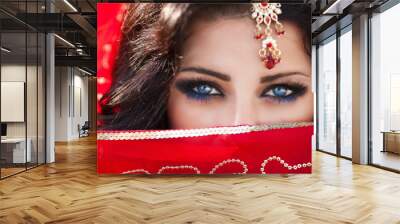 beautiful indian woman bride in red dress Wall mural