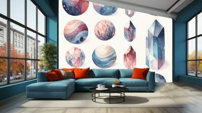 gem, illustration, collection crystal Wall mural