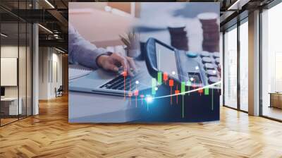 business finance technology and investment trading trader investor. Stock Market Investments Funds and Digital Assets. businessman analyzing forex trading graph financial data. Wall mural