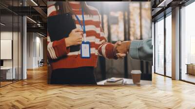 Meeting and greeting concept, Two confident Business handshake and business people after discussing good deal of Trading contract and new projects for both companies, success, partnership, co worker. Wall mural