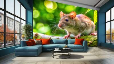 A Curious Rat on a Tree Branch: Capturing the Essence of Wildlife and Nature's Intricacies in a Stunning Product Photography Shot Wall mural