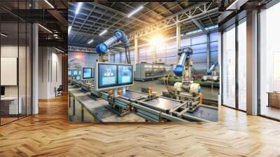 Industry 4.0 Revolution: Automation and Smart Factory Technology for Future Manufacturing Efficiency Wall mural