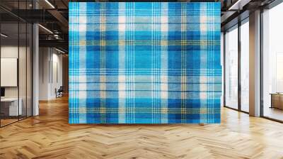 Soft and Stylish Light Blue Plaid Pattern Fabric Ideal for Textiles, Fashion, and Home Decor Projects Wall mural