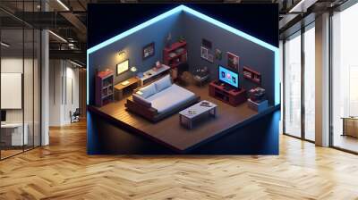 3d game room isometric style Made with Generative AI Wall mural