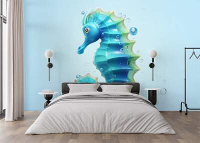 cute seahorse 3d style Made with Generative AI Wall mural