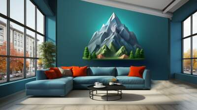 Nature icon Mountain climbing 3d Wall mural