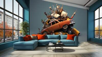 Scrapheap junk 3d Wall mural