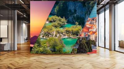 The Best of Croatia - 5 Famous Places in Croatia in one Banner Wall mural