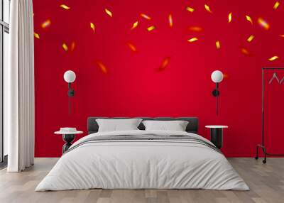 Red festive background with confetti. Vector EPS10 Wall mural