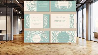 set floral vintage business cards, invitations, announcements. Wall mural