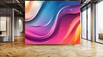 Abstract waves of neon-colored liquids forming a futuristic background.  Wall mural