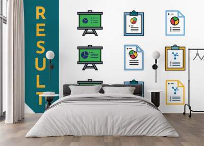 results. research and analysis. flat design style icon set. Suitable for education, business, economics. vector design template Wall mural