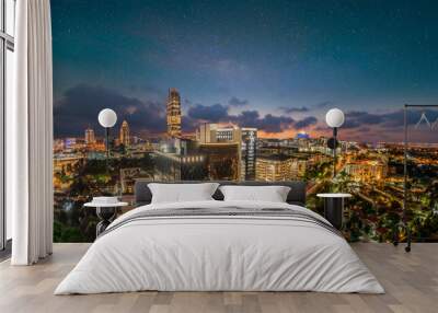 Panorama shot of Sandton City Johannesburg at night in Gauteng South Africa Wall mural