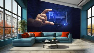 human hand holding digital identification card, technology and innovation concept. Wall mural