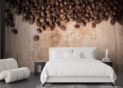 Coffee on wooden background Wall mural