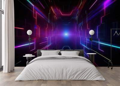 Digital cyberspace background. Ai art Wall mural