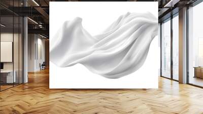 Flying white silk fabric.  Cutout on transparent background	 Wall mural