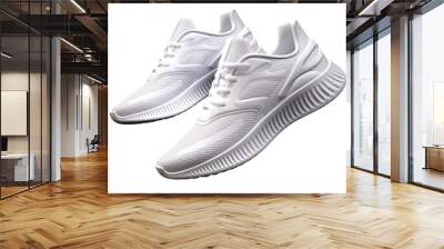 White running sneakers. Cut out on transparent Wall mural