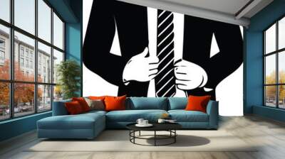 Drawing of elegant young fashion man in tuxedo posing Wall mural