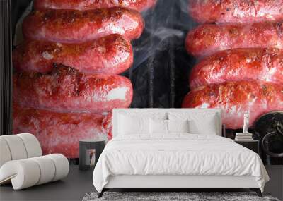 grilled sausages on grill Wall mural