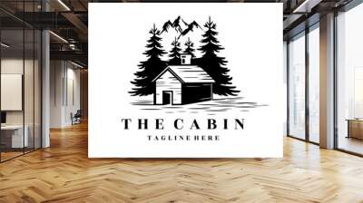 cabin house vintage logo template vector isolated over white background Wall mural