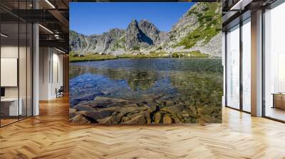 Mountain landscape and glacial Taul Portii lake in Retezat National Park, Carpathian Mountains, Romania Wall mural