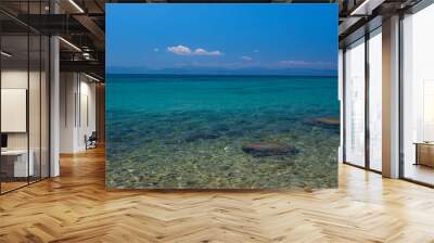 The clear and blue waters of Mediterranean sea in the Saronic gulf, Greece. Wall mural