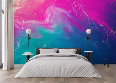 A vibrant abstract swirl of pink and blue colors, creating a dreamy and artistic background perfect for various creative projects. Wall mural