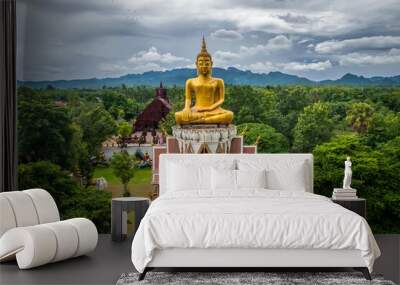 Aerial view of Wat Thavorn Chaisiri, Chaiyaphum, Thailand Wall mural